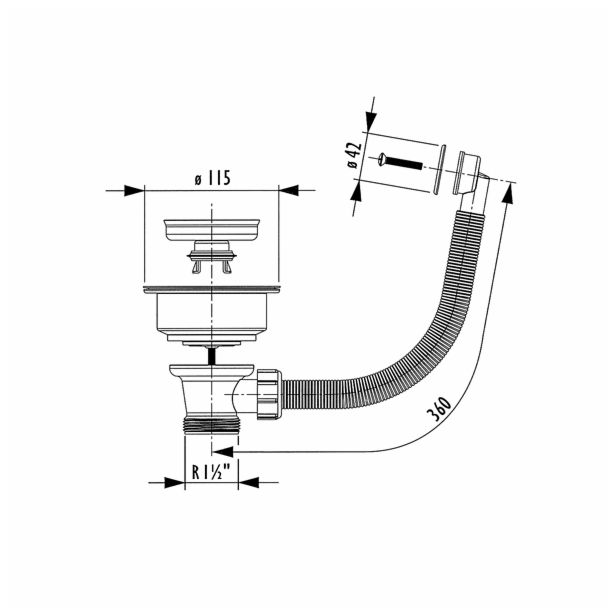 PVC SIFON ZA KORITO LIV GORNJI DEL FI 115 OKROGLI GIBLJIVI PRELIV