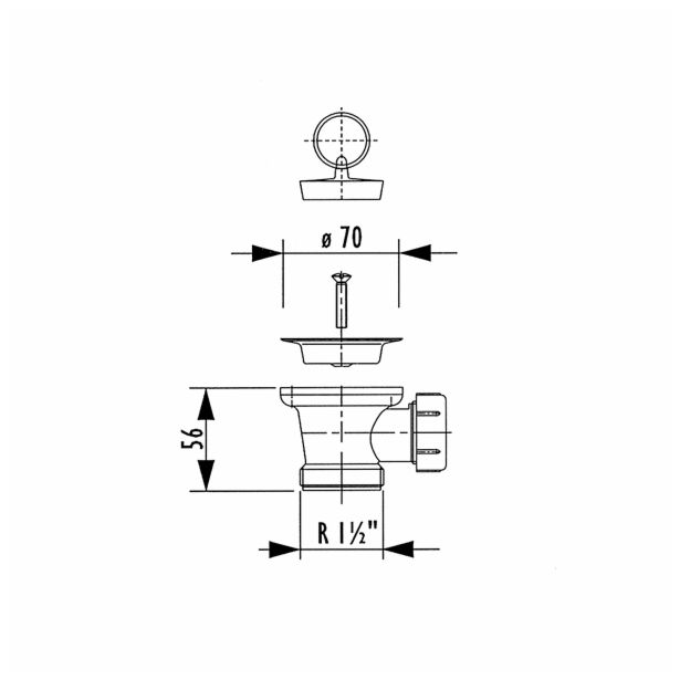 PVC SIFON ZA KORITO LIV IZLIVNI VENTIL FI 70