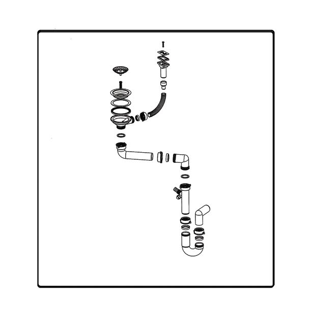PVC SIFON ZA KORITO MINES-IB 40 MM ENOJNI, HORIZ. PREL FI 90 MM, S PRIKLJ. ZA PS