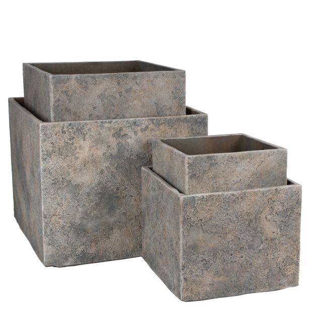 PE ZUNANJI LONEC MICA ANTICA LONEC KVADRATEN SVETLO SIV D45XŠ45X38CM