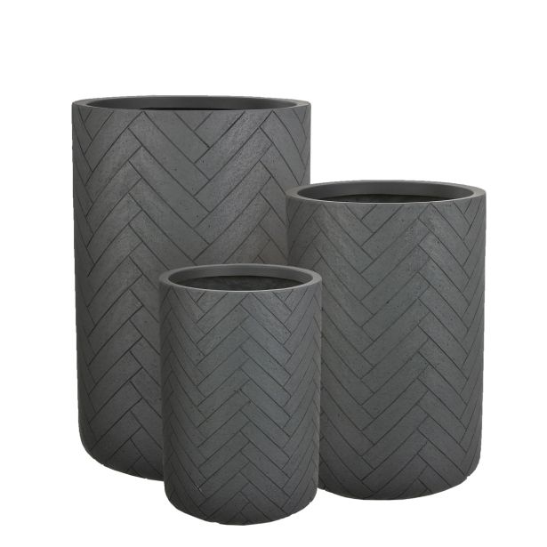 PE ZUNANJI LONEC MICA JEFF LONEC OKROGEL TEMNO SIV - V38XD28CM