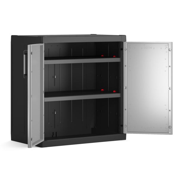 NIZKA PVC OMARA KETER DETROIT XL, 2 POLICI, 25 KG/POLICO, 93X89X54 CM ČRNA - SIVA