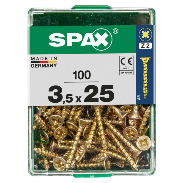 UNIVERZALNI VIJAK SPAX PZ 3.5X25 YELLOX A2G V ZAVITKU 100 KOS