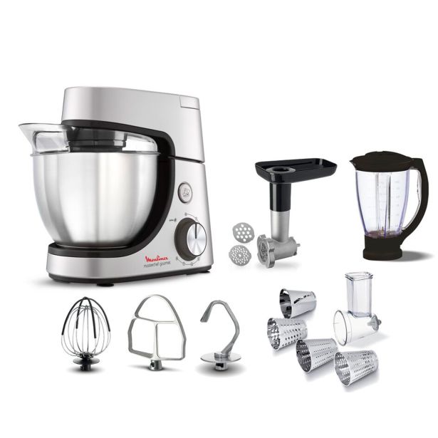 KUHINJSKI ROBOT TEFAL MASTERCHEF GOURMET, QB516D38 1100 W, VOLUMEN POSODE 4,6 L, 8 STOPENJ HITROSTI, 3 NASTAVKI