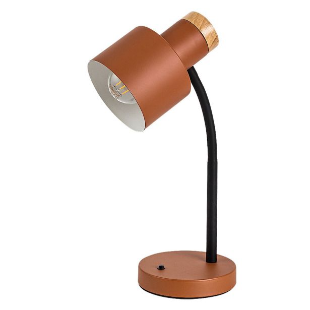 RABALUX PASTRO NAMIZNA SVETILKA E27 20W ČRNA Z ORANŽNIM IN LESENIM POUDARKOM