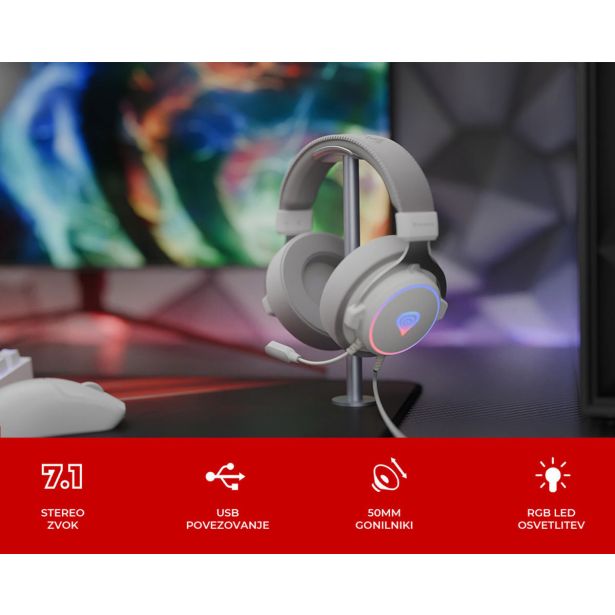RAČUNALNIŠKA SLUŠALKA GENESIS NEON 764 7.1 VIRTUAL ZVOK GAMING - PISARNIŠKE