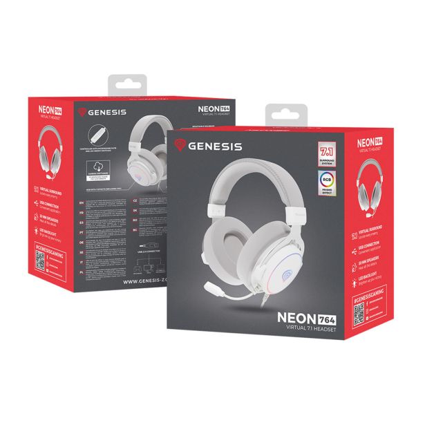 RAČUNALNIŠKA SLUŠALKA GENESIS NEON 764 7.1 VIRTUAL ZVOK GAMING - PISARNIŠKE