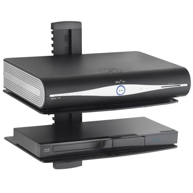 RAČUNALNIŠKI DODATEK VONHAUS LEBDEČA POLICA STEKLENA DVOJNA, ČRNA