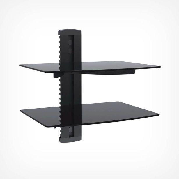 RAČUNALNIŠKI DODATEK VONHAUS LEBDEČA POLICA STEKLENA DVOJNA, ČRNA