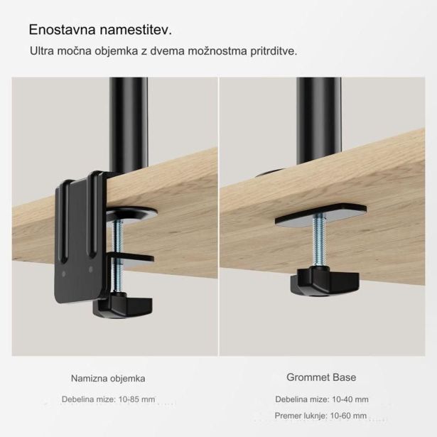 RAČUNALNIŠKI DODATEK VONHAUS NAMIZNI NOSILEC DO 32' TROJNI, PLINSKA VZMET
