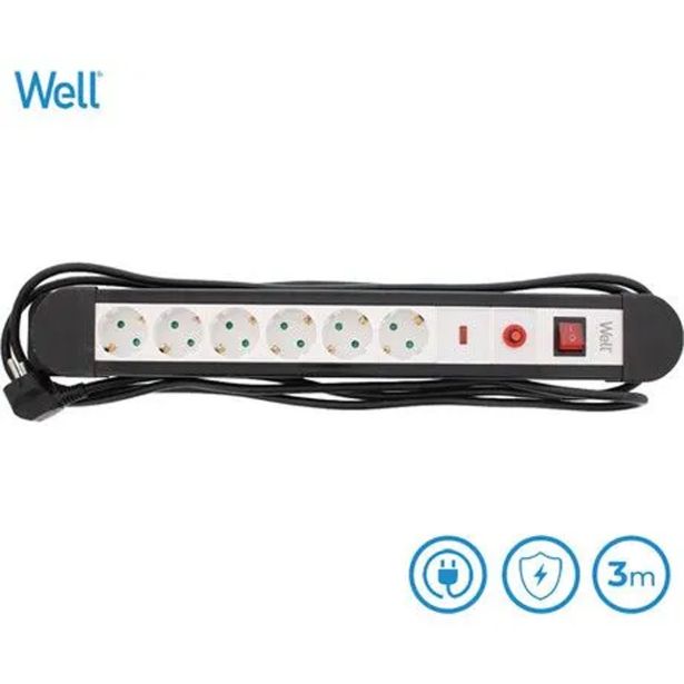 RAČUNALNIŠKI KABEL WELL PRENAPETOSTNA ZAŠČITA 6X SCHUKO, 3500W 16A