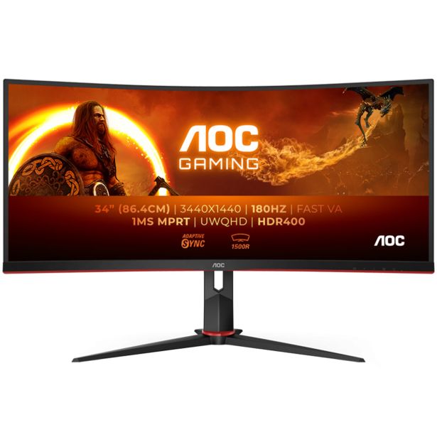 RAČUNALNIŠKI MONITOR AOC CU34G2XP UKRIVLJEN 86.4 CM UWQHD 180 HZ