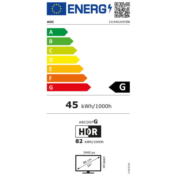 RAČUNALNIŠKI MONITOR AOC CU34G2XP UKRIVLJEN 86.4 CM UWQHD 180 HZ