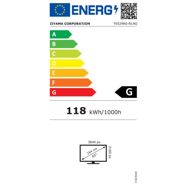 RAČUNALNIŠKI MONITOR IIYAMA 65" LED LCD TOUCH T6 529AS-B1AG VAELED 4K PCAP