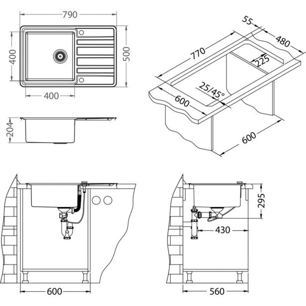 NERJAVNO POMIVALNO KORITO ALVEUS RANDO 30 790X500 MM