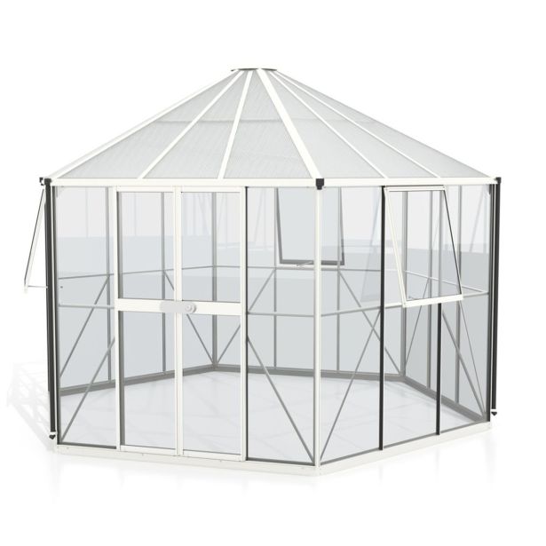 RASTLINJAK, STEKLO/POLIK. VITAVIA PAVILJON HERA 9000 ESG/VP 3/6MM BELA 3.8X3.8M