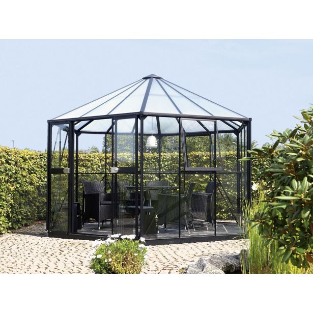 RASTLINJAK, STEKLO/POLIK. VITAVIA PAVILJON HERA 9000 ESG/VP 3/6MM ČRNA 3.8X3.8M