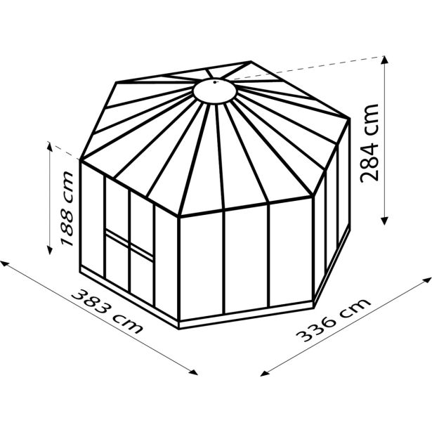 RASTLINJAK, STEKLO/POLIK. VITAVIA PAVILJON HERA 9000 ESG/VP 3/6MM SMARAGDNA 3.8X3.8M