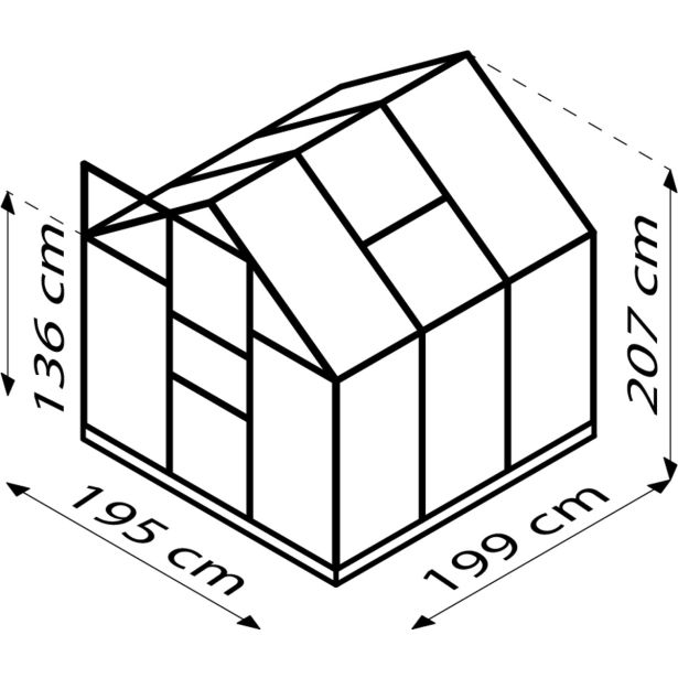 RASTLINJAK, VOLTE PLOŠČE VITAVIA PLANET 3800 HKP 6MM, 1,95X1,95M ČRNA - RASTLINJAK+ OKVIR ZA TEMELJ