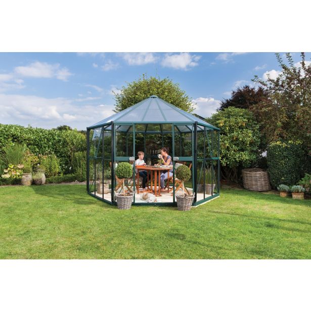 RASTLINJAK, STEKLO/POLIK. VITAVIA PAVILJON HERA 9000 ESG/VP 3/6MM SMARAGDNA 3.8X3.8M