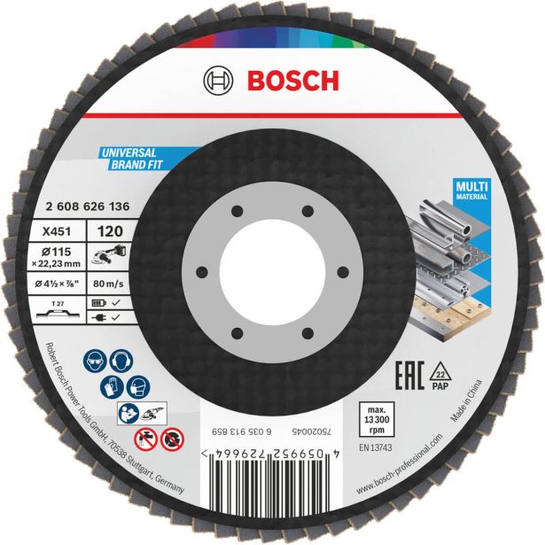RAVNI BRUSNI LAMELNI DISK BOSCH 115 X 22.23 MM. G120 T27