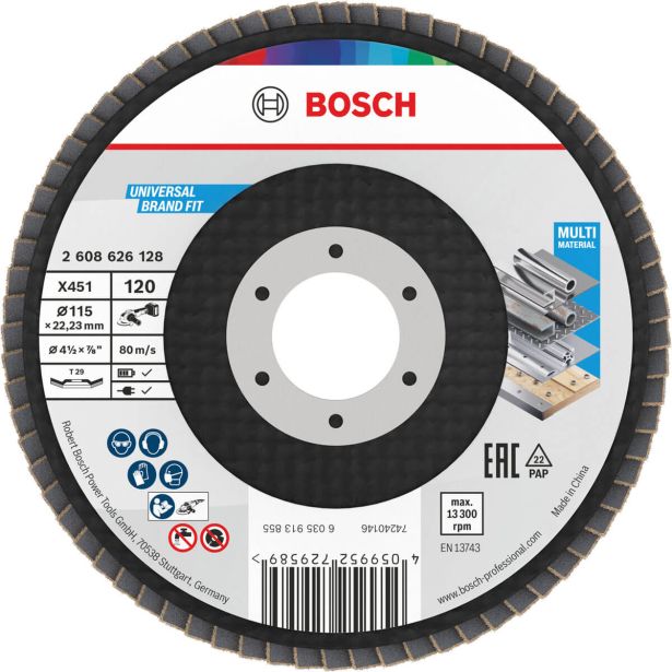 RAVNI BRUSNI LAMELNI DISK BOSCH 115 X 22.23 MM. G120 T29