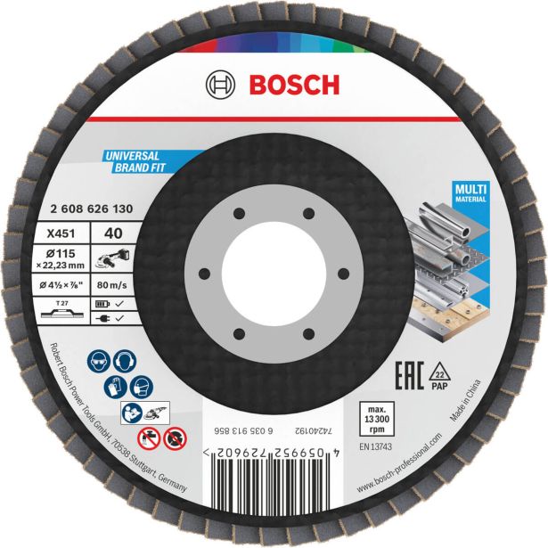 RAVNI BRUSNI LAMELNI DISK BOSCH 115 X 22.23 MM. G40 T27