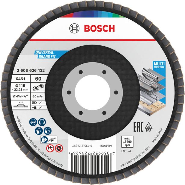 RAVNI BRUSNI LAMELNI DISK BOSCH 115 X 22.23 MM. G60 T27