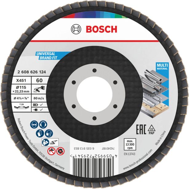 RAVNI BRUSNI LAMELNI DISK BOSCH 115 X 22.23 MM. G60 T29