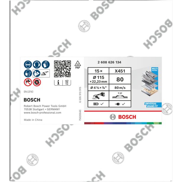 RAVNI BRUSNI LAMELNI DISK BOSCH 115 X 22.23 MM. G80 T27
