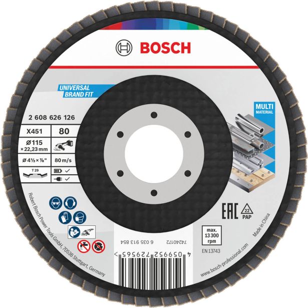 RAVNI BRUSNI LAMELNI DISK BOSCH 115 X 22.23 MM. G80 T29