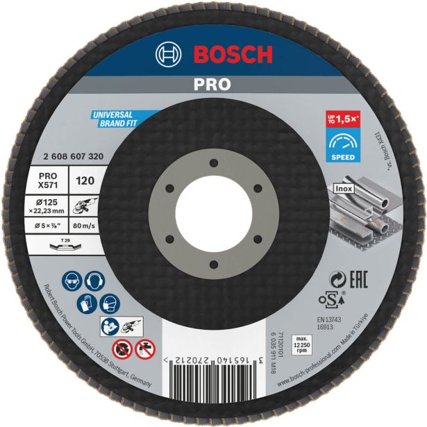 RAVNI BRUSNI LAMELNI DISK BOSCH 125 MM. G120 KOTNA