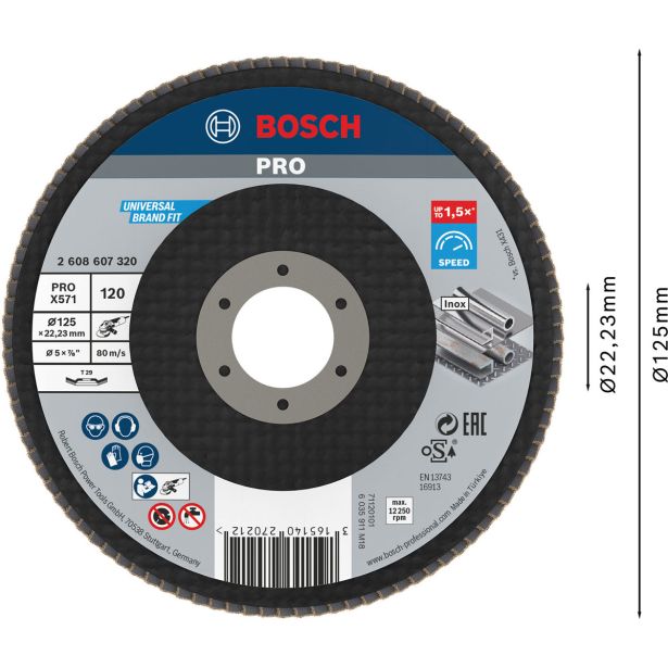 RAVNI BRUSNI LAMELNI DISK BOSCH 125 MM. G120 KOTNA