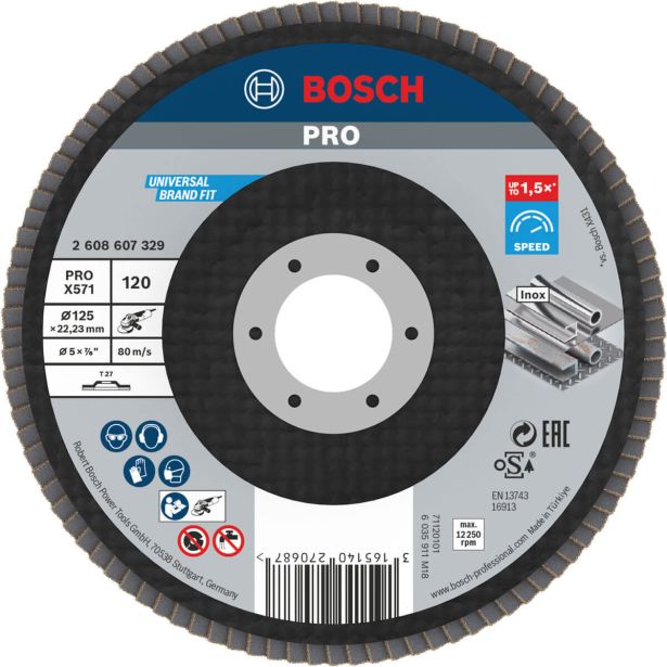 RAVNI BRUSNI LAMELNI DISK BOSCH 125 MM. G120 RAVNA