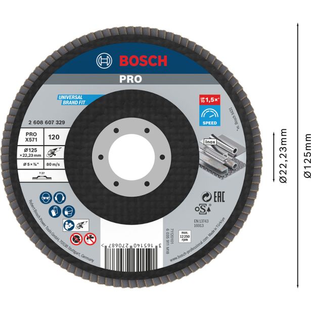 RAVNI BRUSNI LAMELNI DISK BOSCH 125 MM. G120 RAVNA