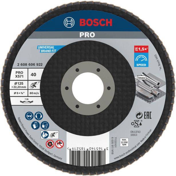 RAVNI BRUSNI LAMELNI DISK BOSCH 125 MM. G40 KOTNA