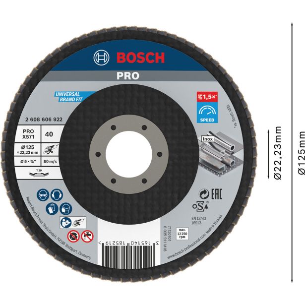 RAVNI BRUSNI LAMELNI DISK BOSCH 125 MM. G40 KOTNA