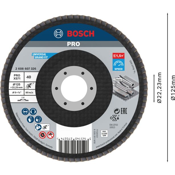RAVNI BRUSNI LAMELNI DISK BOSCH 125 MM. G40 RAVNA