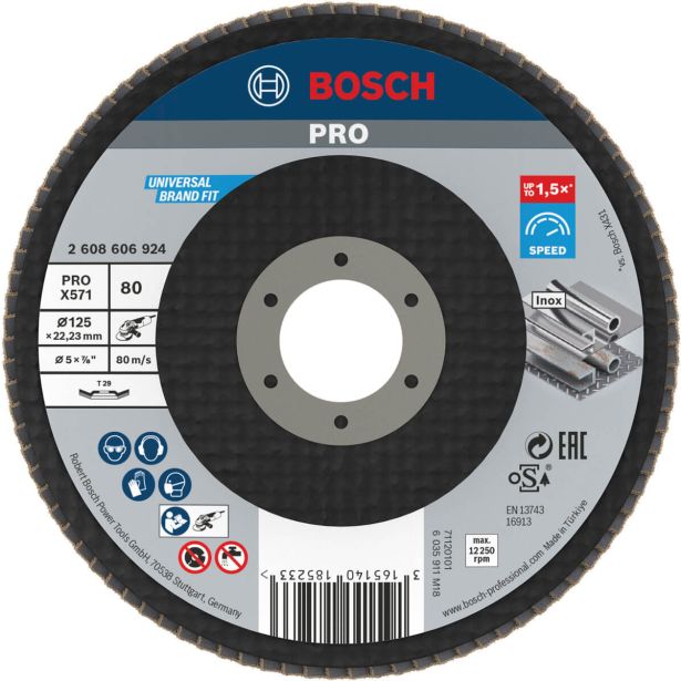 RAVNI BRUSNI LAMELNI DISK BOSCH 125 MM. G80 KOTNA