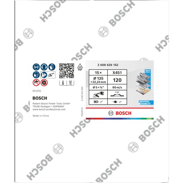 RAVNI BRUSNI LAMELNI DISK BOSCH 125 X 22.23 MM. G120 T27