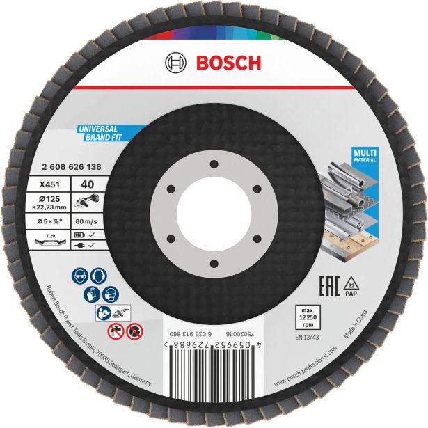 RAVNI BRUSNI LAMELNI DISK BOSCH 125 X 22.23 MM. G40 T29