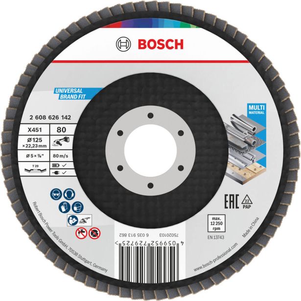 RAVNI BRUSNI LAMELNI DISK BOSCH 125 X 22.23 MM. G80 T29
