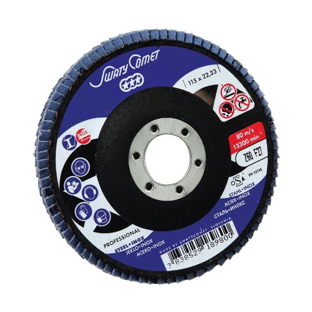 RAVNI BRUSNI LAMELNI DISK SWATYCOMET-P 115X22.23 MM K60 ZA INOX