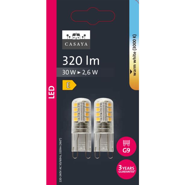 RAZNA LED ŽARNICA CASAYA 2 KOSA G9 2.6W 320LM 3000K