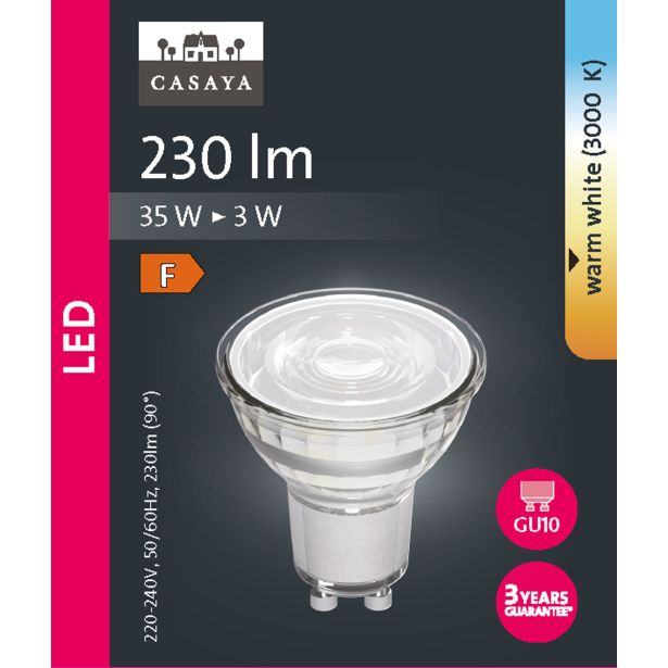 RAZNA LED ŽARNICA CASAYA REFLEKTORSKA GU10 3W 38° 230LM 3000K