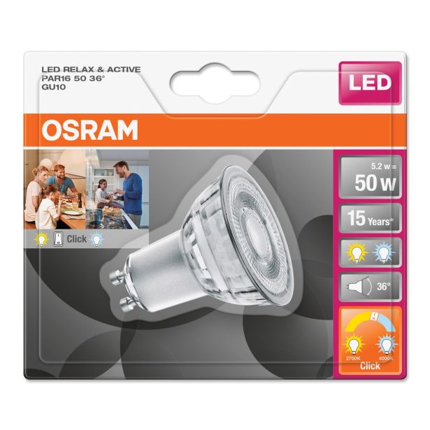 RAZNA LED ŽARNICA OSRAM ST PAR16 36° 5W/827&840 220-240V GU10 RELAX+ACTIV