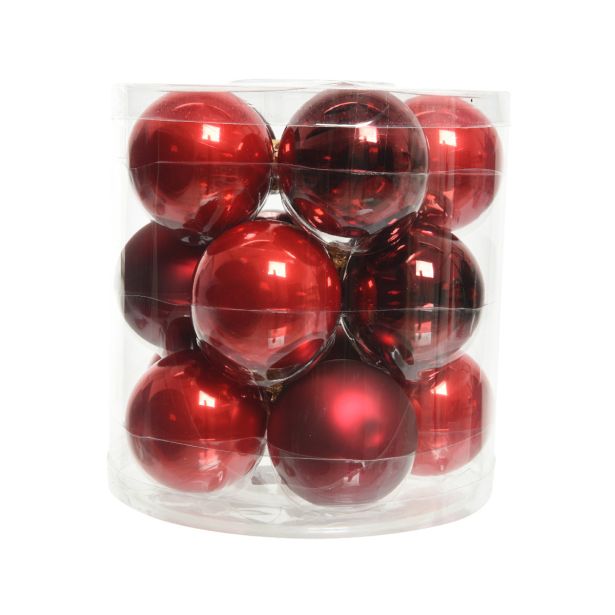 RDEČE STEKLENE BUNKE, 15 KOSOV, PREMER 60 MM 