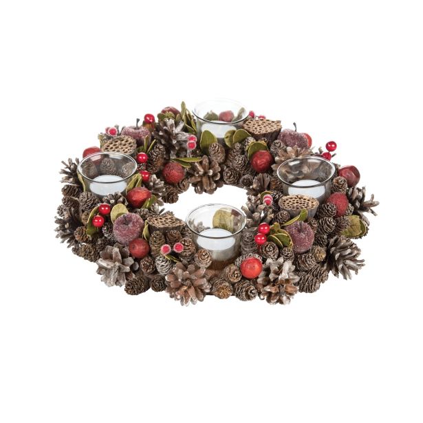 VENČEK GLOSSTYLE RDEČI ADVENTNI S 4 KOZARČKI PREMERA 32 CM