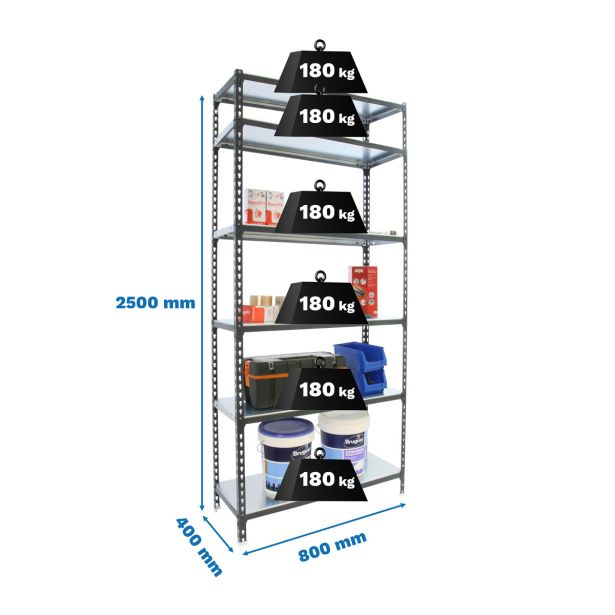 REGAL SIMONRACK 250X80X40 CM 6P/180KG ANTRACIT SIMONCLICK MINI