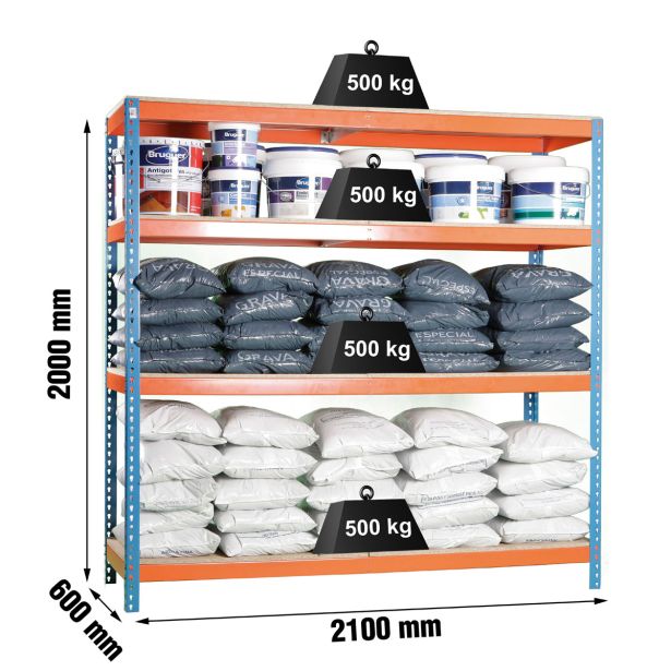 REGAL SIMONRACK 200X210X60 CM 4P/500KG MODRA ORANŽNA SIMONFORTE